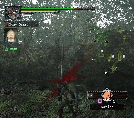 Monster Hunter (PlayStation 2) screenshot: That impossibly big sword does do a decent job when it comes to slaying