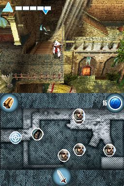 Assassin's Creed: Altaïr's Chronicles (Nintendo DS) screenshot: Blue sparkles spots are checkpoints.