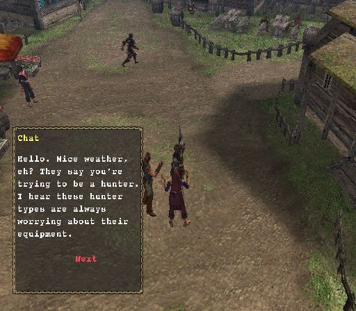 Monster Hunter (PlayStation 2) screenshot: It's possible to walk up to just about anyone and talk to them, they may not have much to say though<br>Trial version