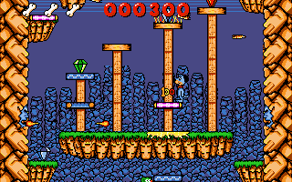 Huckleberry Hound in Hollywood Capers (DOS) screenshot: Jumping in the Purple Teleport (Canyon World)...