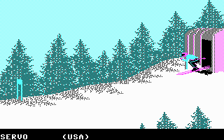 The Games: Winter Edition (DOS) screenshot: Get ready for some downhill skiing. (CGA)