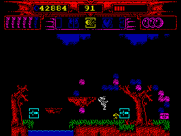 Myth: History in the Making (ZX Spectrum) screenshot: Successfully shot up to pieces a troll.