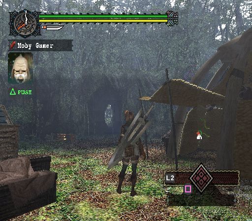 Monster Hunter (PlayStation 2) screenshot: The start of the first quest. The background scenery looks good. The sound here is good too<br>Trial version