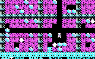 Boulder Dash (PC Booter) screenshot: Beginning the second level (CGA)