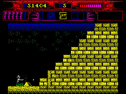 Myth: History in the Making (ZX Spectrum) screenshot: Two shots will reveal entry to the pyramid.