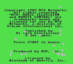 Remote Control (NES) screenshot: Funny copyright screen