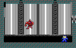 Mega Man 3: The Robots are Revolting (DOS) screenshot: Oil Man attacks Mega Man in his oily lair