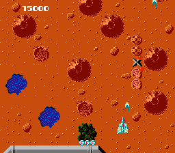 Terra Cresta (NES) screenshot: Using the fourt upgrade alone.