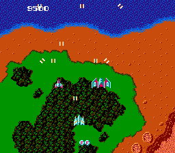 Terra Cresta (NES) screenshot: Here using the first and second upgrade in formation mode.