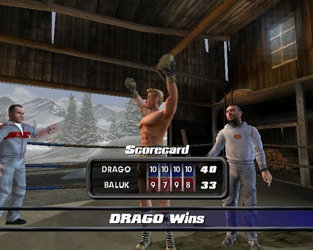 Rocky: Legends (PlayStation 2) screenshot: Career Mode fighting as Drago and he's just won his first fight