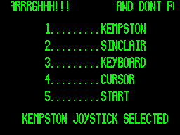 Action Force (ZX Spectrum) screenshot: controls