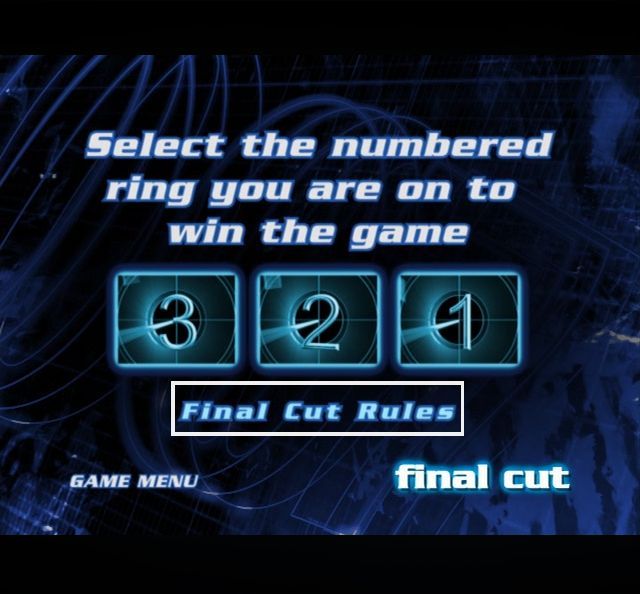 Scene It? 007 Edition (DVD Player) screenshot: 'Final Cut': A player has reached the end of the board game and has to answer three questions correctly to win