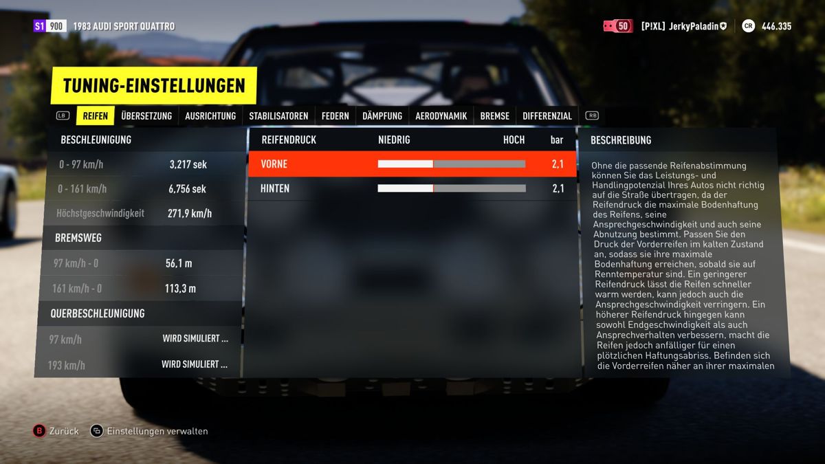Forza Horizon 2 (Xbox One) screenshot: Tuning settings