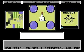 Robot Rascals (Commodore 64) screenshot: Player 2 uses a teleporter