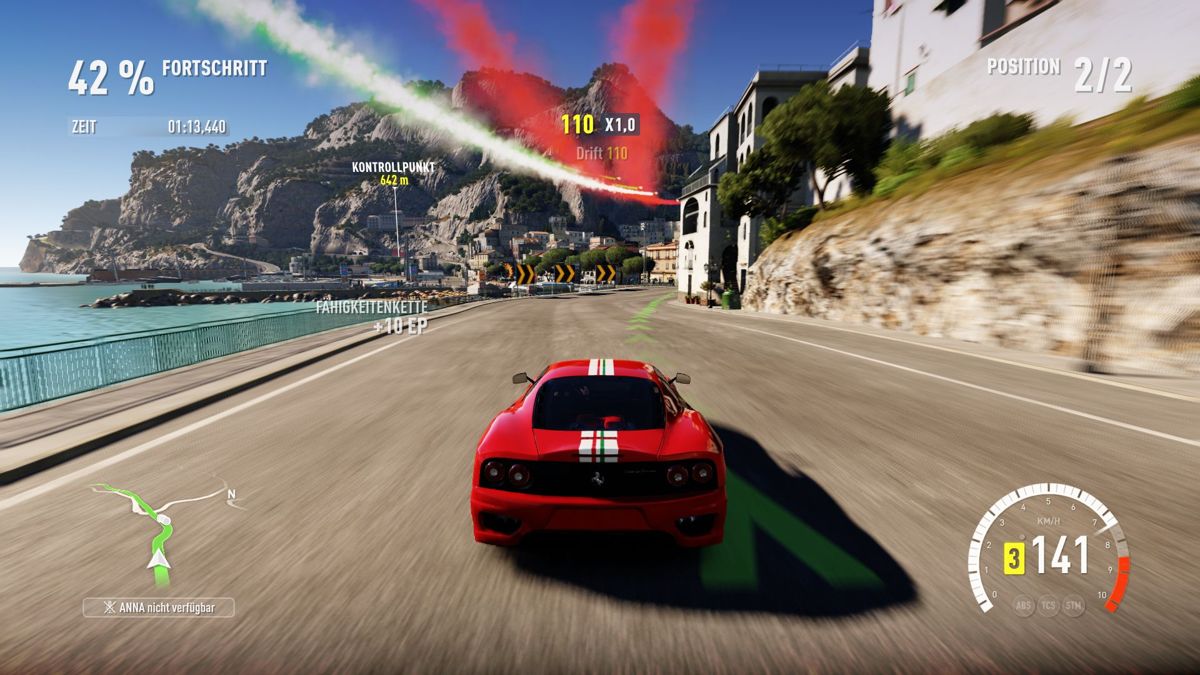 Forza Horizon 2 (Xbox One) screenshot: The first of the five showcase events in Forza Horizon 2 - Ferrari Stradale vs. Frecce Tricolori