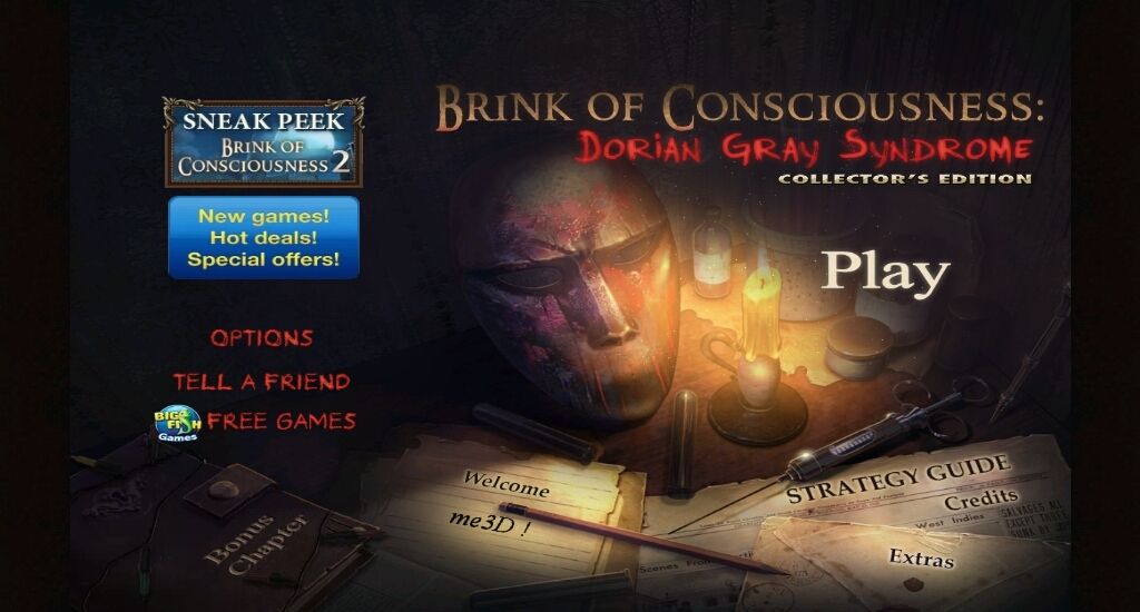 Brink of Consciousness: Dorian Gray Syndrome (Collector's Edition) (Android) screenshot: Main menu