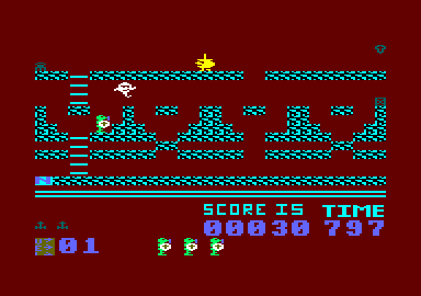 Sir Lancelot (Amstrad CPC) screenshot: Can only jump from the right on here