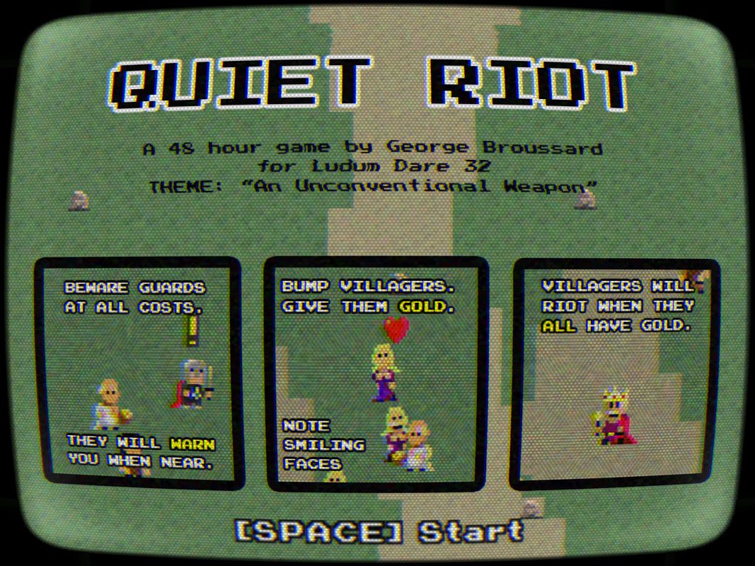 Quiet Riot (Windows) screenshot: Title/instructions screen