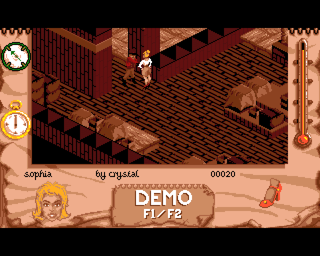 Indiana Jones and the Fate of Atlantis: The Action Game (Amiga) screenshot: Demo mode