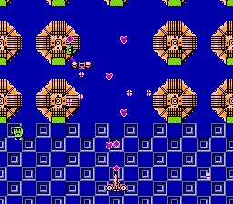 B-Wings: Battle Wings (NES) screenshot: The Jump weapon sends hearts to the enemies...