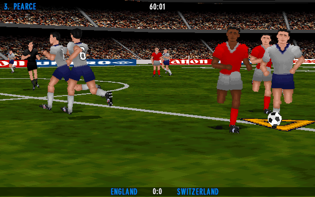 UEFA Euro 96 England (DOS) screenshot: Players from close
