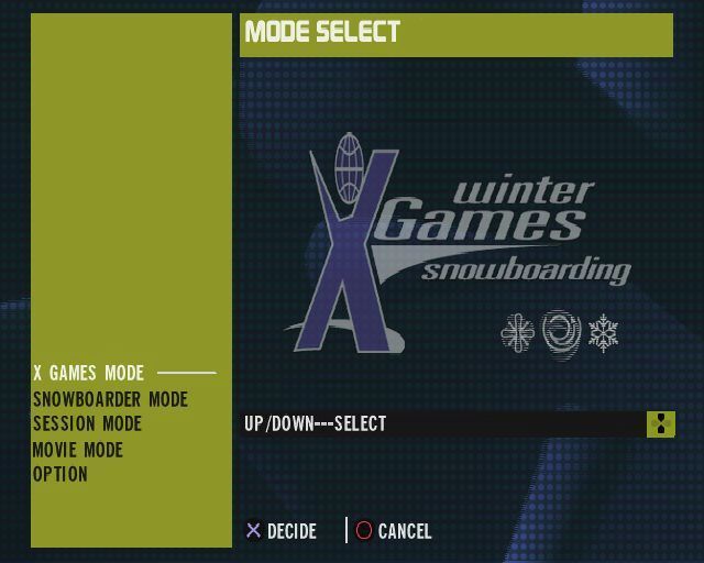 ESPN Winter X Games Snowboarding (PlayStation 2) screenshot: The game menu