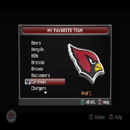 Madden NFL 06 (PlayStation 2) screenshot: Before the game begins the player is asked to select their favourite team