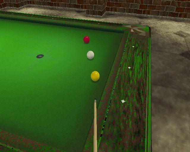 Real Pool (PlayStation 2) screenshot: The player can change alter the viewpoint by raising and lowering the camera angle and they can zoom in / out. However when a shot is being planned the game uses this standard viewpoint