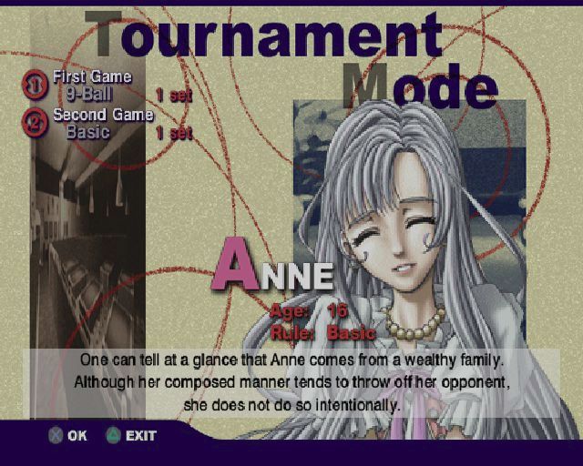Real Pool (PlayStation 2) screenshot: This is Anne, the second player in the tournament