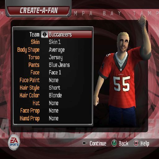 Madden NFL 06 (PlayStation 2) screenshot: Not only can players be created, fans can be created too