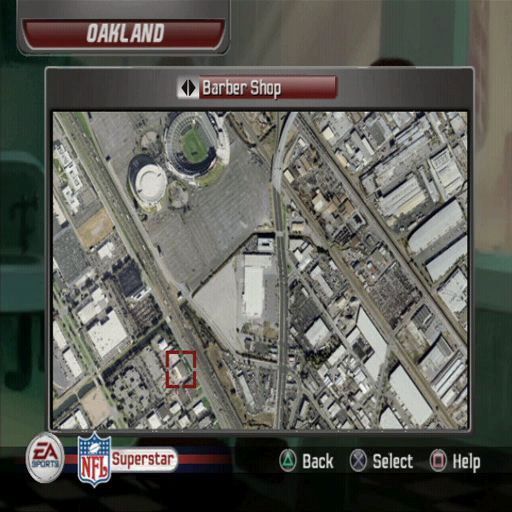 Madden NFL 06 (PlayStation 2) screenshot: The Superstar game mode<br>The map in the apartment gives the player access to their barbers, tattoo parlour, training facilities etc