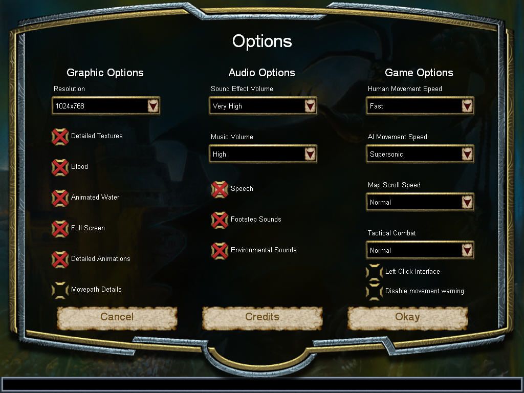 Warlords IV: Heroes of Etheria (Windows) screenshot: Game options