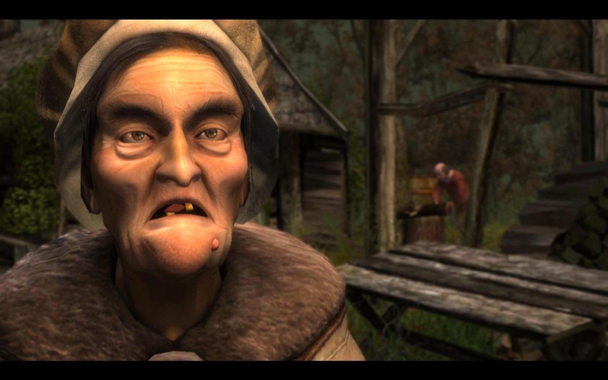 The Witcher (Windows) screenshot: Vaska, the head of the village