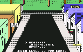 Donald Duck's Playground (Commodore 64) screenshot: Difficulty selection screen