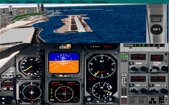 Microsoft Flight Simulator (v5.0) (DOS) screenshot: Learjet 35A Cockpit
