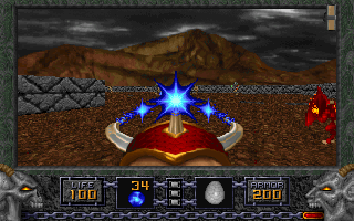 Magic & Mayhem for Heretic (DOS) screenshot: Wielding the Dragon's Claw