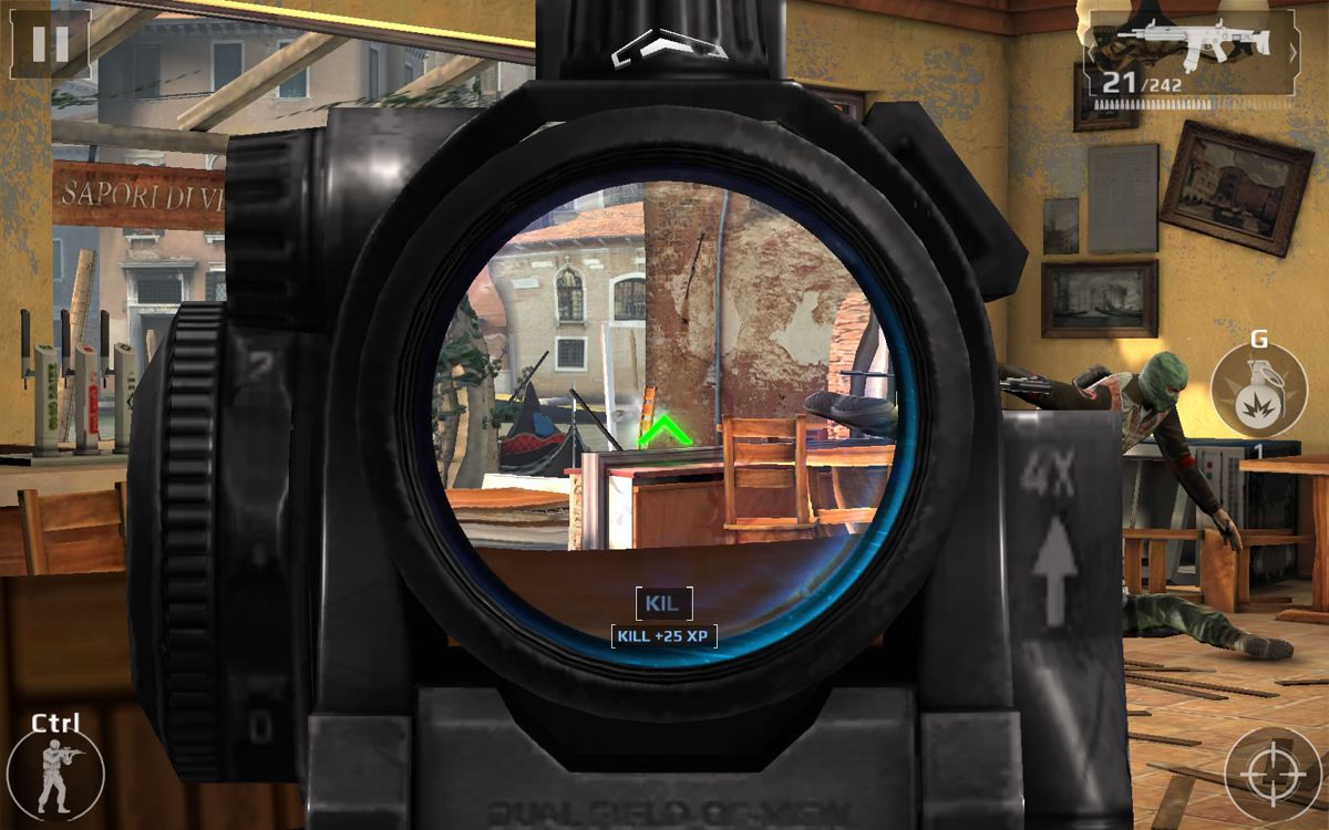Modern Combat 5: Blackout (Windows Apps) screenshot: Use iron sights for more accuracy.
