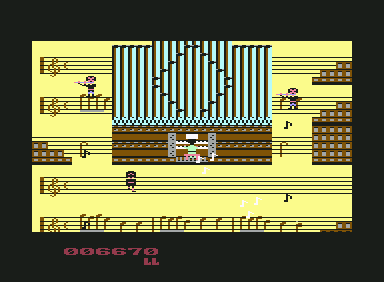 Amadeus Revenge (Commodore 64) screenshot: Flutes and Organ are against you...
