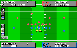 John Madden Football II (DOS) screenshot: Tactics Adjustment