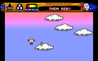 Spellbound Dizzy (Amiga) screenshot: Thin air.