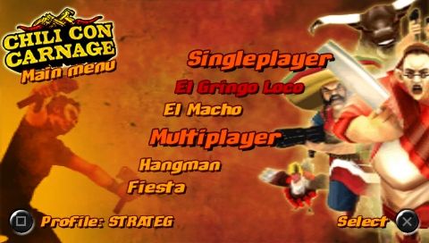 Chili Con Carnage (PSP) screenshot: Main menu