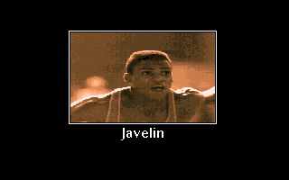 The Carl Lewis Challenge (DOS) screenshot: Introducing... the Javelin!