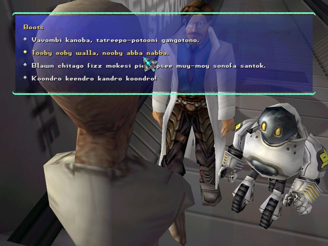 Anachronox (Windows) screenshot: When you need something translated professionally, ask your bot for help