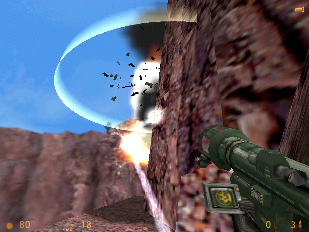 Half-Life (Windows) screenshot: BOOOM! Apache helicopter shot down