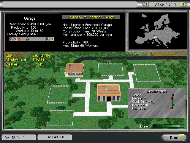 Entrepreneur (Windows) screenshot: Humble beginnings with small garages lead to great things.