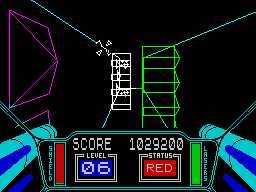 3D Starstrike (ZX Spectrum) screenshot: ... mines on lateral walls.