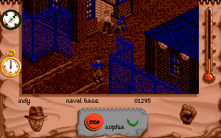 Indiana Jones and the Fate of Atlantis: The Action Game (DOS) screenshot: Level 2 - the Nazi Naval base