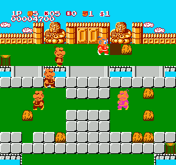 Chinese Hero (NES) screenshot: Going down a staircase to a bonus level.