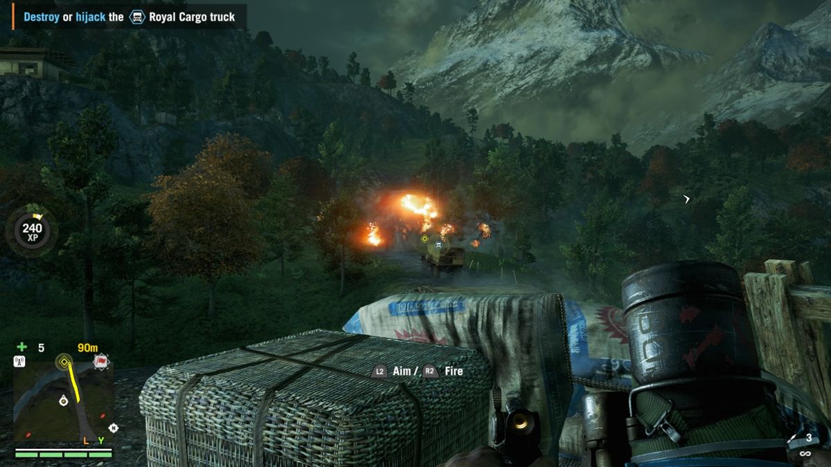 Far Cry 4 (PlayStation 4) screenshot: Firing a mortar