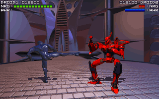 Rise of the Robots (Amiga) screenshot: Cyborg vs Sentry